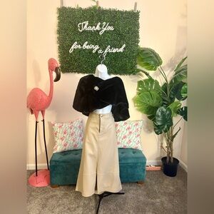 Eloquii Neutral Tan Leather Pencil Skirt